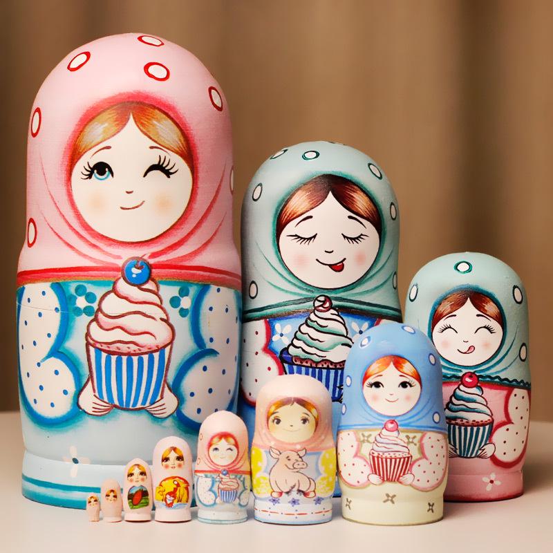 10-Layer Russian Nesting Doll - Creative Wooden Toy & Birthday Gift for Kids, Craft Figurine & Travel Souvenir.