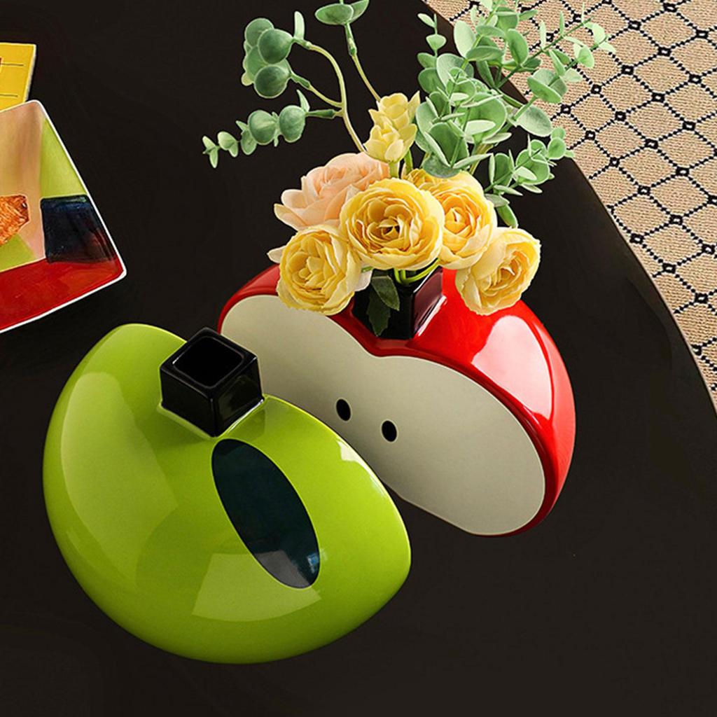 Apples Shape Flower Vase Crafts Tabletop Ornament for Farmhouse Cabinet Dining Room