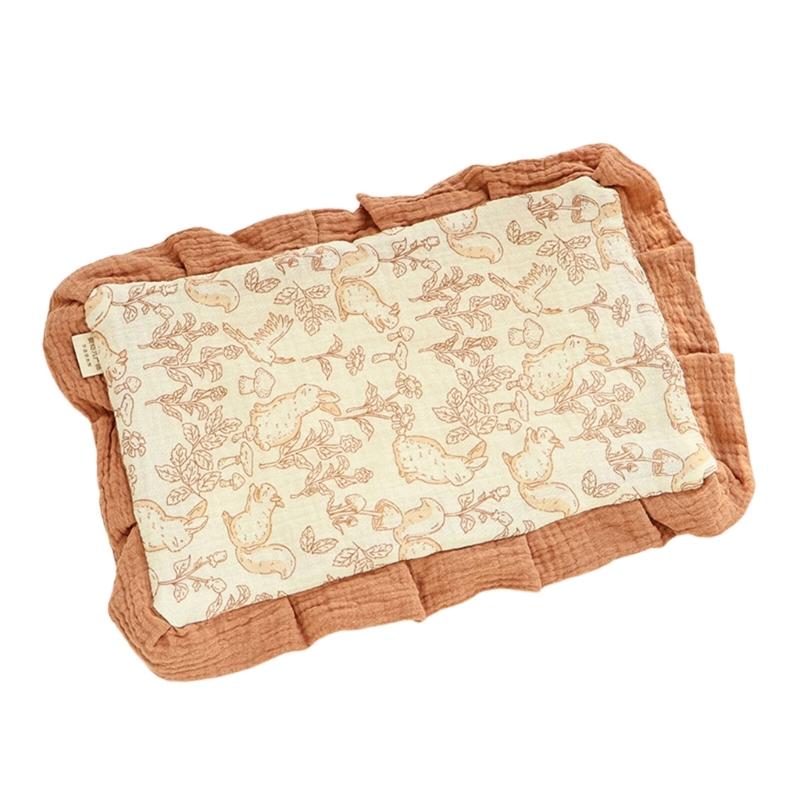 Baumwolle Flaches Kissen Rüschenkante Kissen Atmungsaktive Babybettwäsche Füllung mit Lieblich Musterdesign für Säuglinge Neugeborene