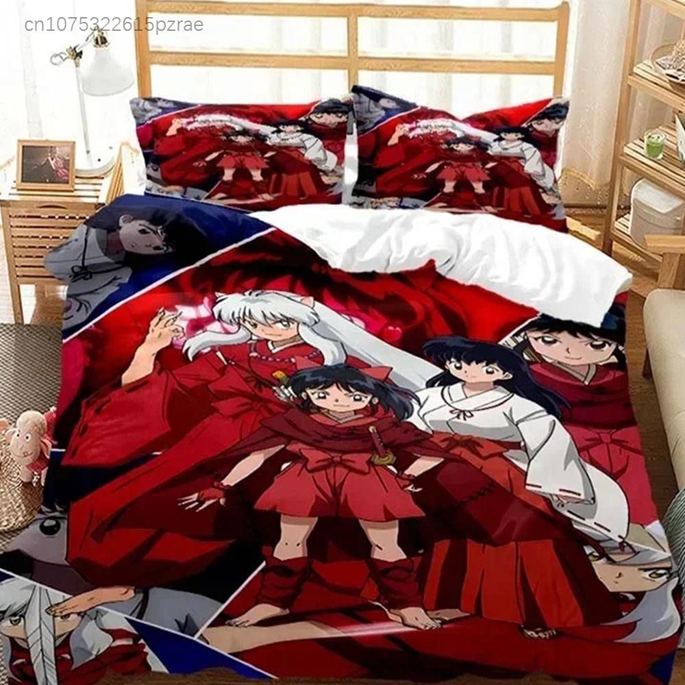 3D Print Anime Inuyasha Duvet Cover Sesshoumaru Bedding Set Double Twin Full Queen Kids Bedclothes Quilt Cover