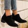 Large size short boots for women's autumn and winter new pointed thick heel fashion zipper Martin boots for women