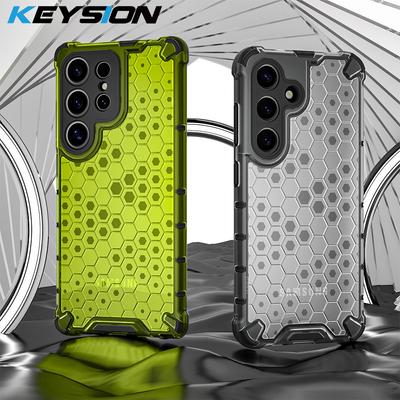 KEYSION Протиударний броньований чохол для Samsung S25 Ultra 5G Силікон+ПК Прозора задня кришка телефону в стільниковому вигляді для Galaxy S25+Plus 5G