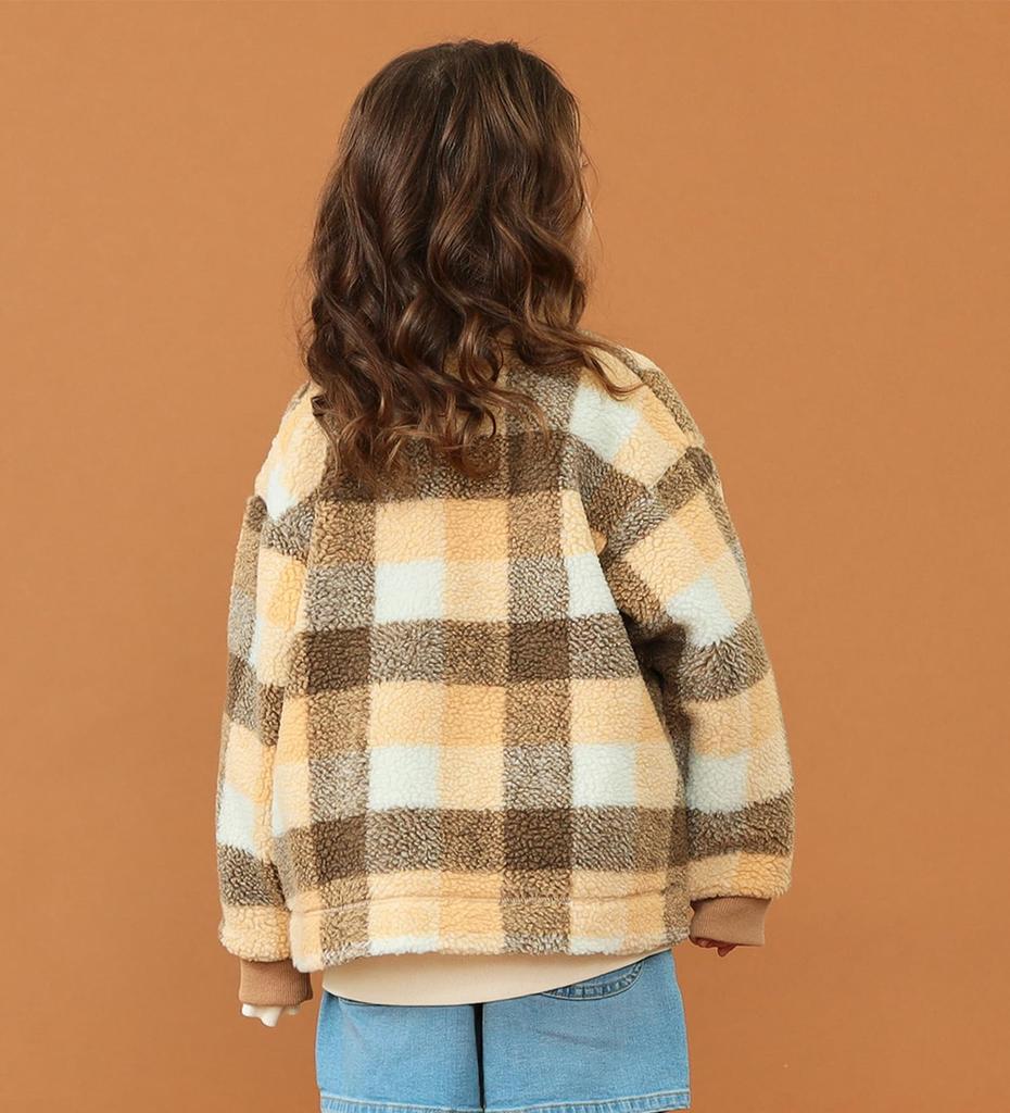 Lee Soft Touch Boa Beige Sizes Jacket, Kids' Check, 110cm-150cm