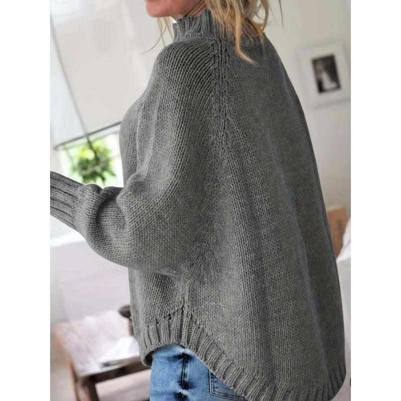 Women'S Vintage-Inspired Black Cable Sweater with High Neck, Loose Fit, Casual, Everyday Pullover, Vintage Sweater | Cable Pattern, Sweater Dress