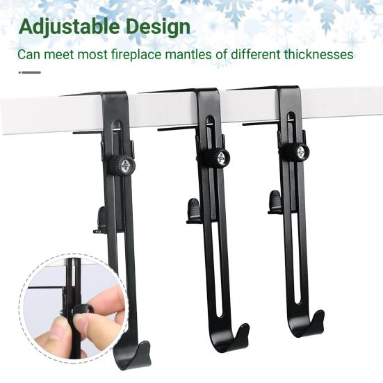 4/8Pcs 2-in-1 Fireplace Stocking Hanger Garland Holder Rust-Proof Easy Installation Double Hook Design Wreath Hanging Rack