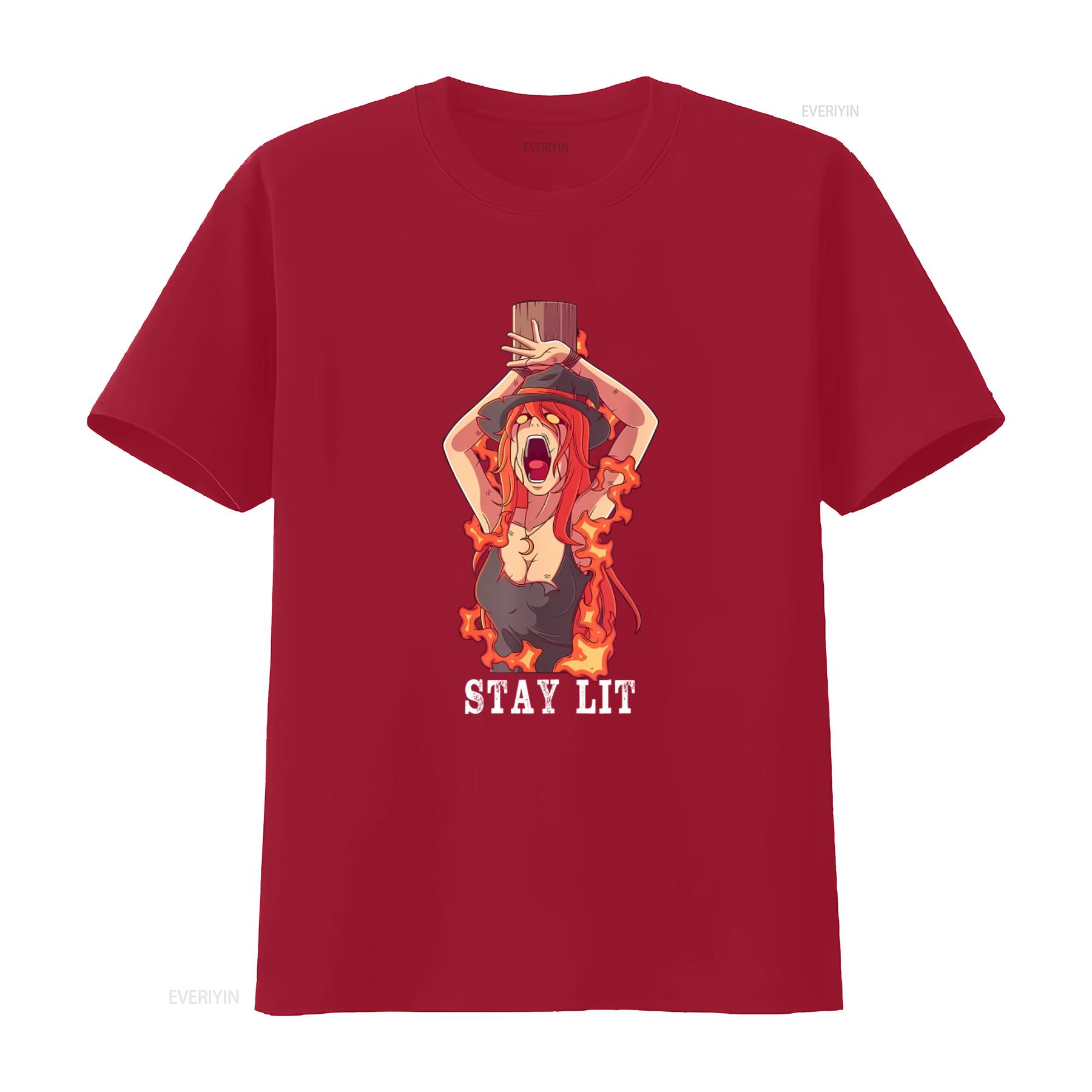 

NEW LIMITED Occult Stay Lit Devil Hell Unholy Antichr st Witch T Shirt for Women S 3XL vintage Washed streetwear Breathable S