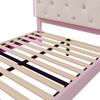 Cama Infantil 140x200 Cama Estofada Menina Princesinhas Cabeceira 16 Cores LED Couro PU Estrutura de Cama Estrado Rosa