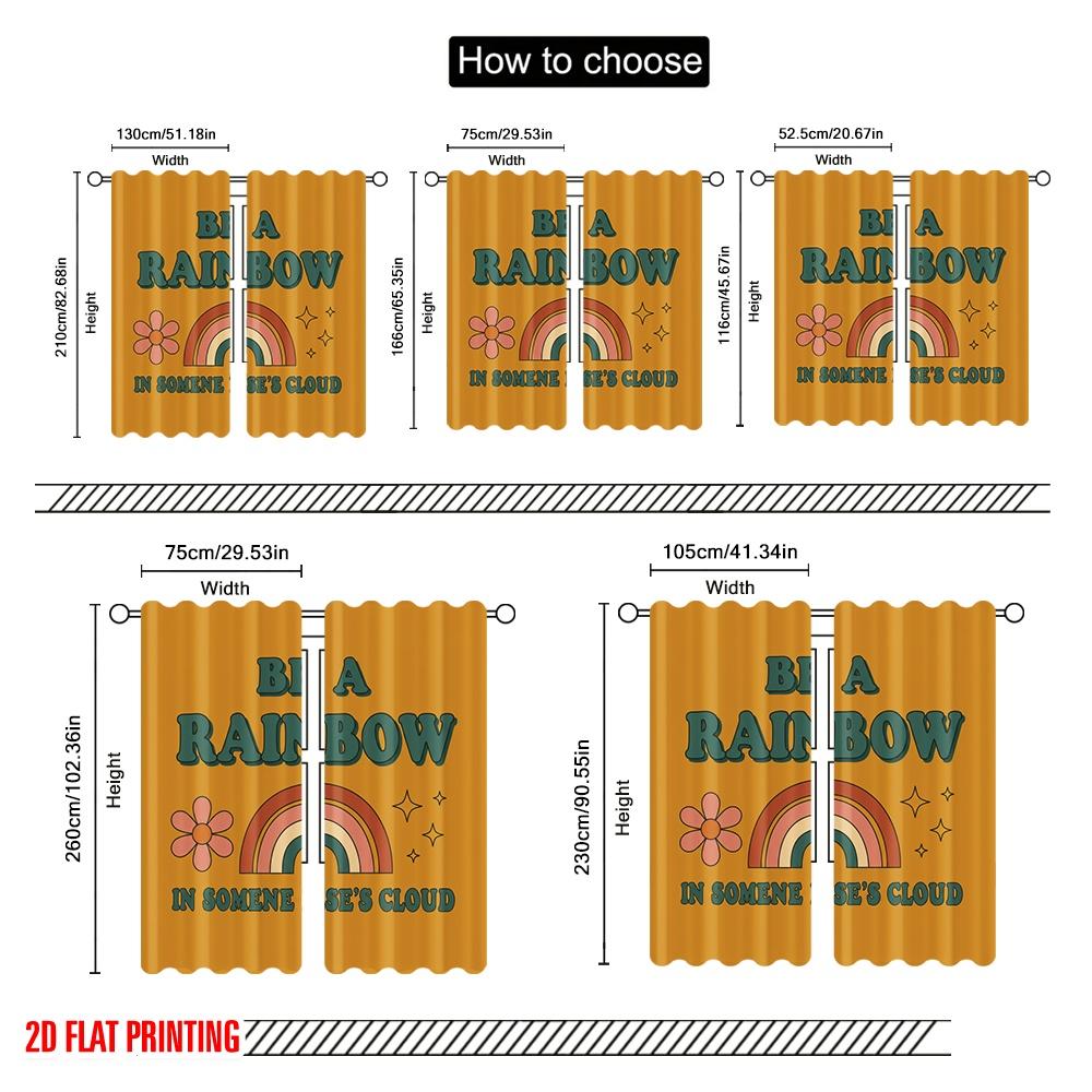 2pcs 2D flat printing Window Treatment Curtains Retro Rainbow Daisy Stars Polyester Without Electricity 0 Use for General