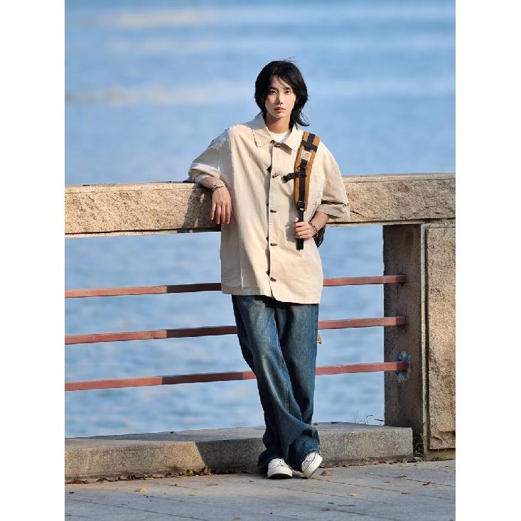 Polo z krótkim rękawem z kołnierzykiem na stójkę Męskie Modna Marka Letni T-shirt Wersja Koreańska Slim Fit Modny Wszechstronny T-shirt Top