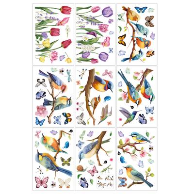 Spring Window Clings Stickers Spring Flowers Birds Double-Sided Window Decals for Spring School Home Office Accessories