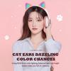 Flash Lamp Cute Cat Ears Headphone Bluetooth5.0 Stereo With Mic Support TF Card Wireless Kids Girl Earphone Birthday Gift