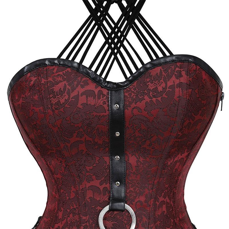 Gothic Halter Neck Steel Bone Side Zipper Corset Slimming Body Shaper Top