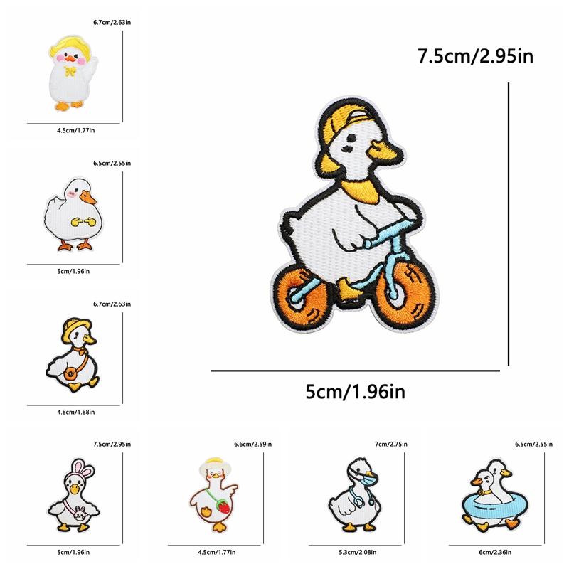 10pcs /Lots Cute Duck Embroidered Applique Cartoon Animal Duck Patch Iron On Patches For Clothing Decoration Diy Hats Bag Sticker
