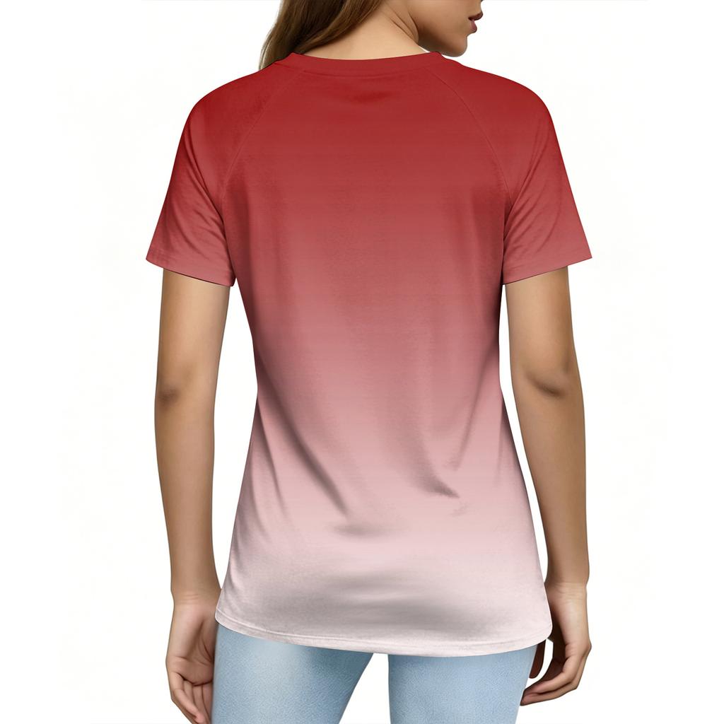 Women's Casual V Neck Short Sleeve T Shirt with Graphic Print United States Anniversary Eagle and Flag Design Lightweight Top