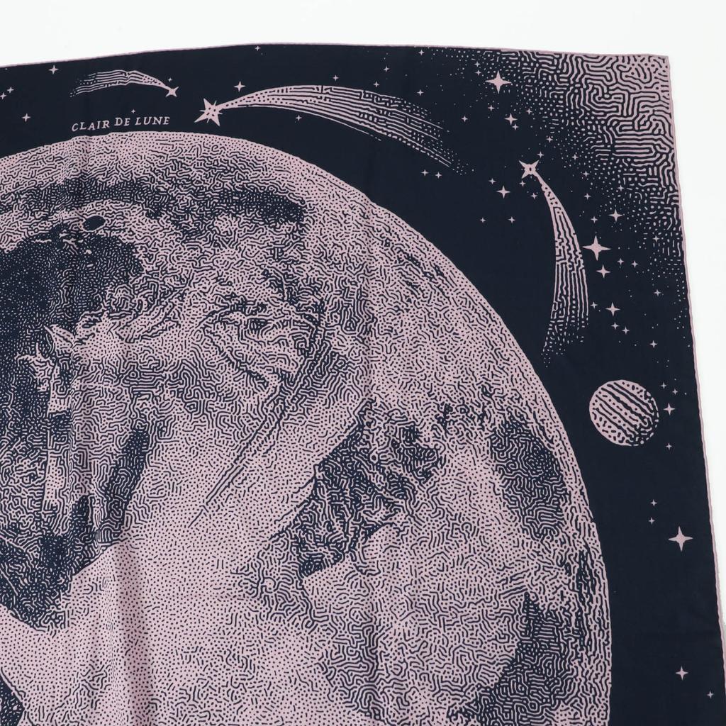 Excellent HERMES Scarf CLAIR DE LUNE Large Stole/ Navy Pink Cashmere Women Used