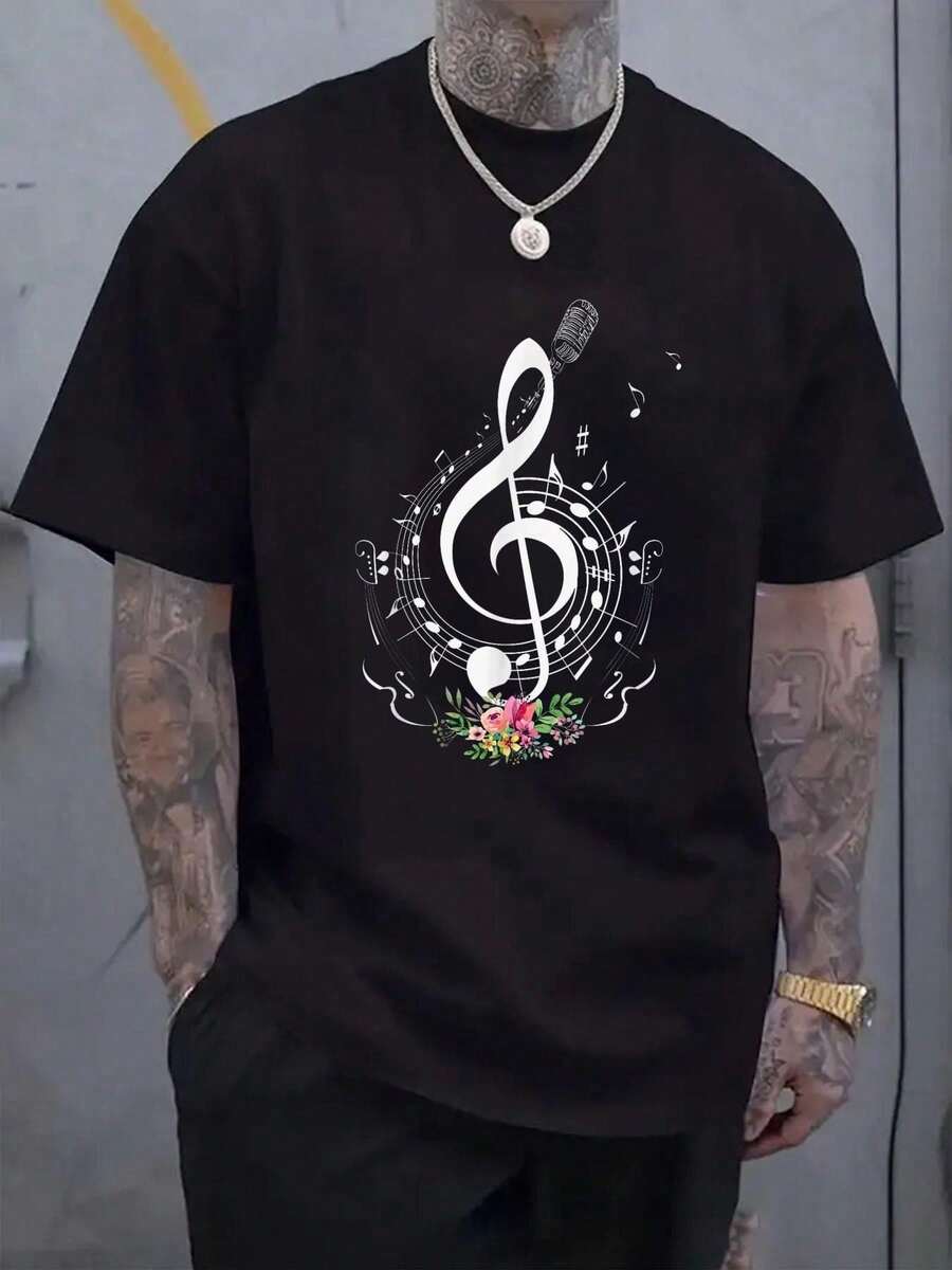 Cut Music Notes Clef Teacher T-Shirt,Musical Notes And Flowers Unisex T-Shirt XXL