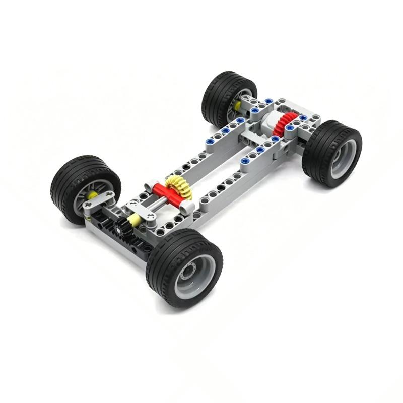 assembly building block toy car chassis assembled and modified with rear-wheel drive steering differential components