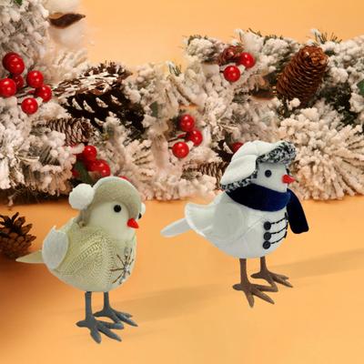 Excellent Cute Bright Color Bird Sculpture Festival Theme Xmas Figurine Scene Layout Prop for Household