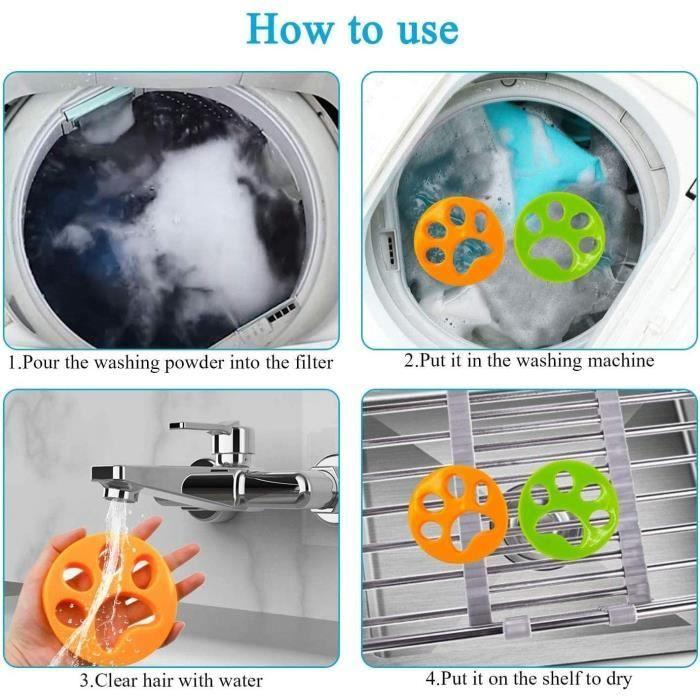 Anti Poil Machine À Laver,Épilateur Pour Animaux De Compagnie,Attrape Poils Réutilisables,pour Literie,Chien,Chat,Vêtement,Cheveux
