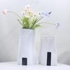 Contemporary Black & White Geometric Resin Vase for Home or Office Decor