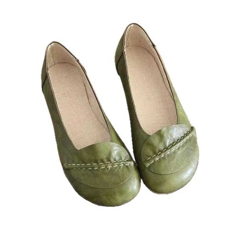 Nuove scarpe singole autunnali in cotone e lino, stile letterario e retrò, con apertura leggera a forma di foglia, punta rotonda, suola morbida, versatili e comode, da donna