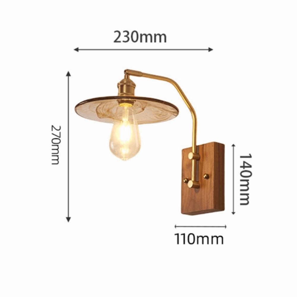 Modern Luxury Retro Wooden Wall Lamp Vintage Walnut Nordic Glass Wall Sconce Glass/Ceramic Lampshade Atmosphere Lighting