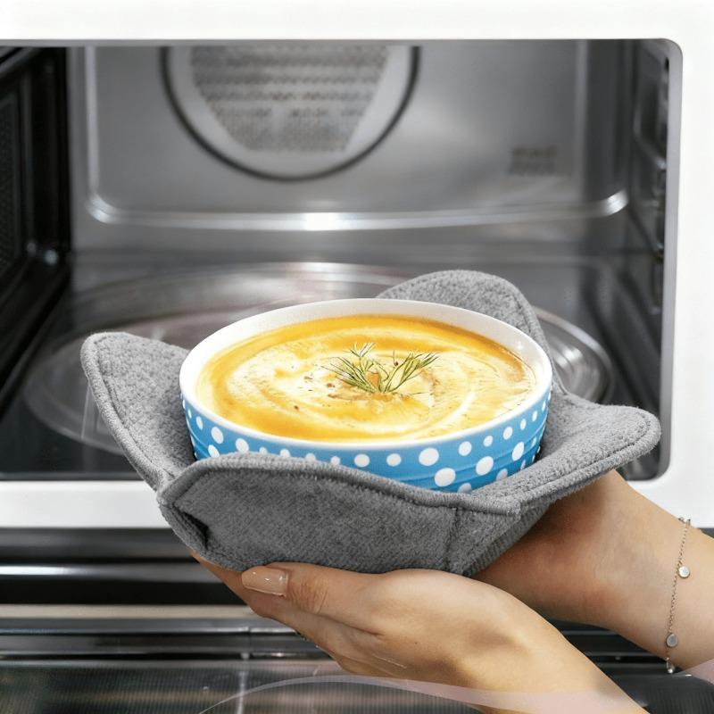 

1pc Microwave Hot Bowl Towel Pad Kitchen Microwave Accessories Towel Cloth Bowl Insulated Mat Anti Scalding Bowl Rack Towel Tool