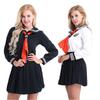 Elegant Women's Long Sleeve School Girl Uniform Sailor Dress For Cosplay Enthusiasts