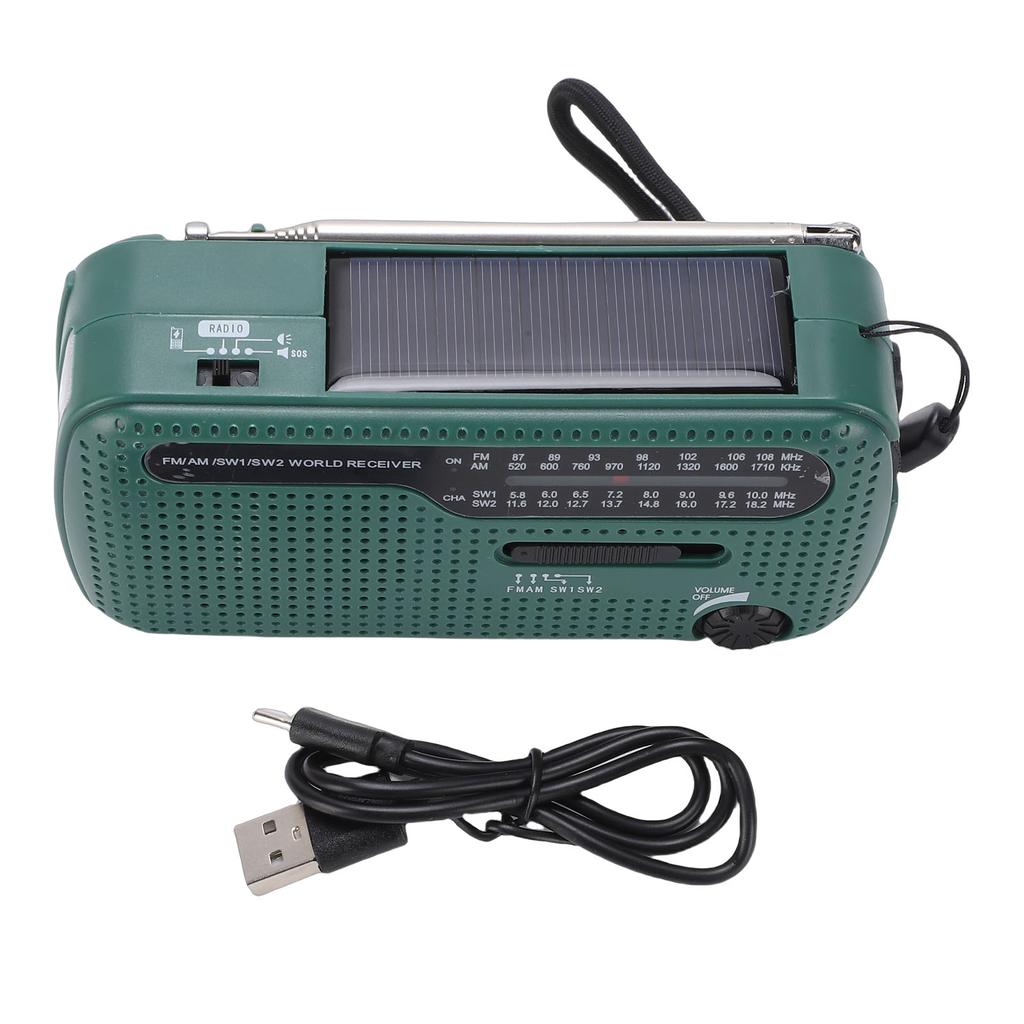 Portable Solar Radio NOAA Weather Hand Crank AM FM Shortwave Emergency Radio with LED Flashlight