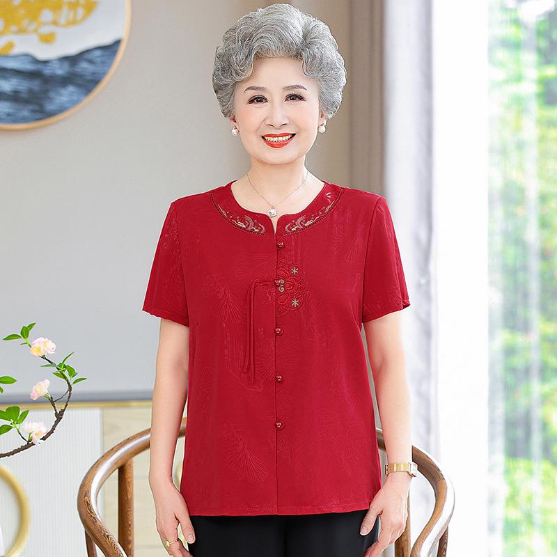 

Летняя блузка свободного кроя в китайском стиле для пожилых женщин XXXL (120-130 lbs)