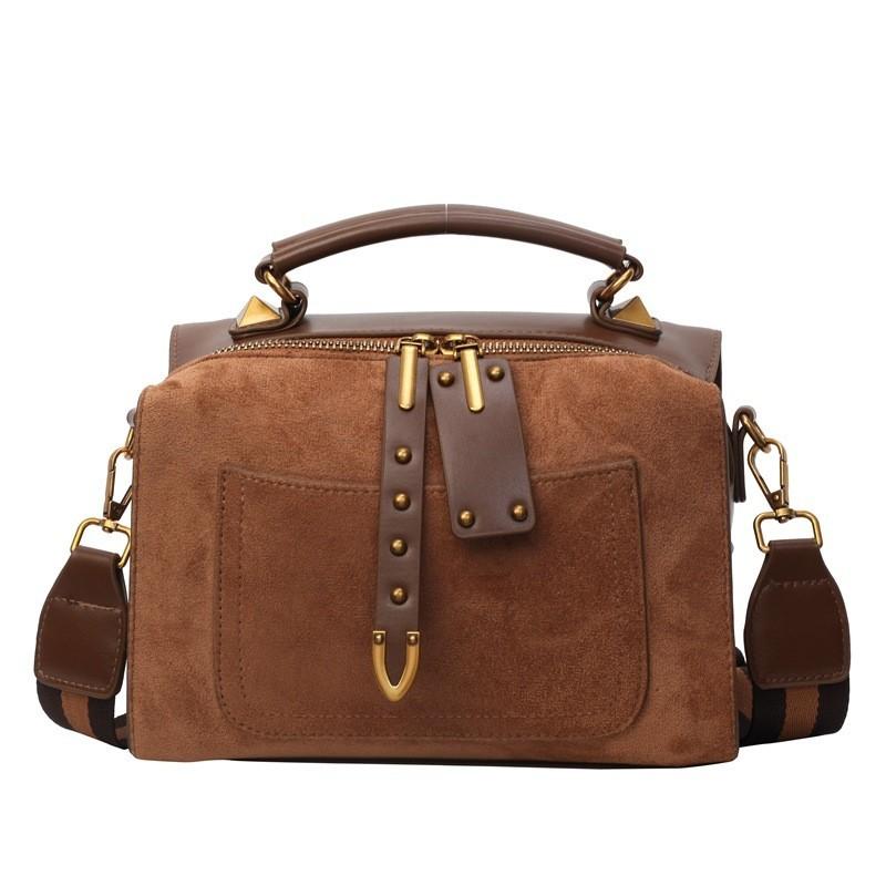 Stylish Retro 2024 Suede Bag With Large Capacity And Urban Minimalist Style коричневый