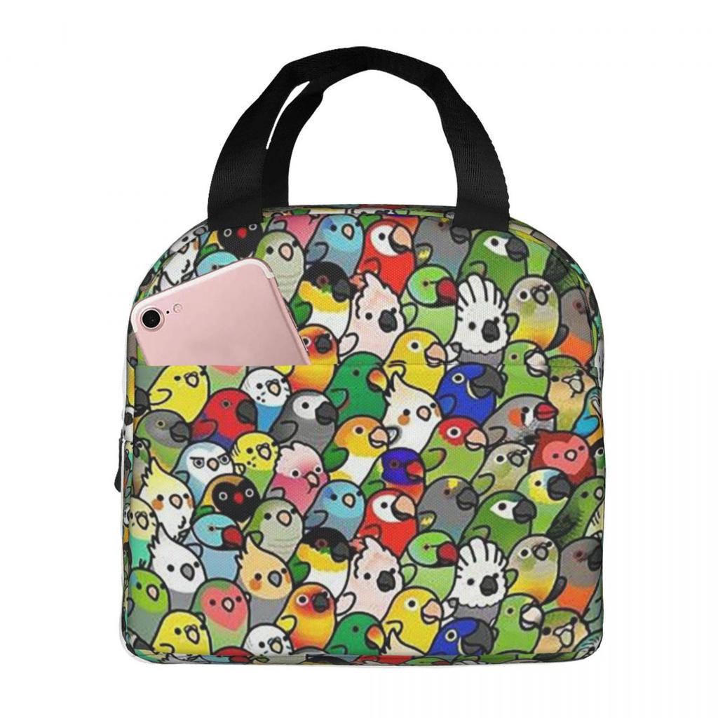Birds Cockatiel Budgie Parrot Insulated Lunch Bag for Kids School Cooler Thermal Food Box Tote Leakproof Lunch Boxes Container