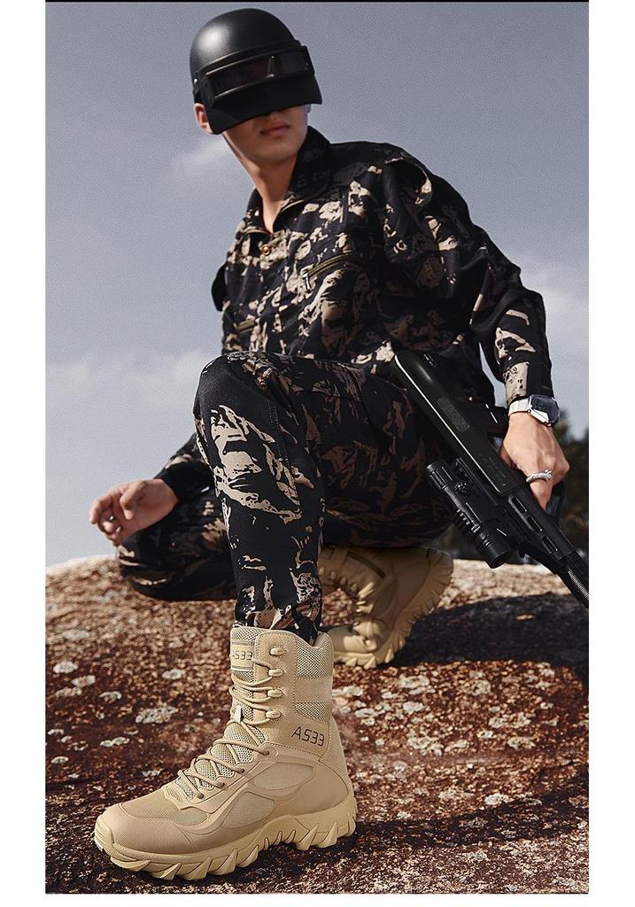 Men's Tactical Military Jungle Hiking Boots – Non-Slip, Wear-Resistant, High-Top Outdoor Mountaineering and Desert Work Shoes.