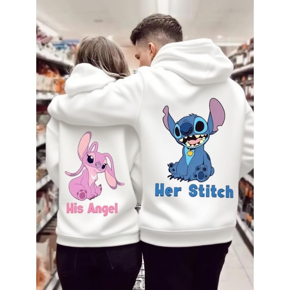 Disney Parent-child Hoodies, Cute Couple Outfits, Disney Character Autumn and Winter Cartoon Sweatshirts, Harajuku Street Wear