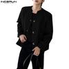 INCERUN Oversized Men Casual Long Sleeve Buttons Up Blazer Tops