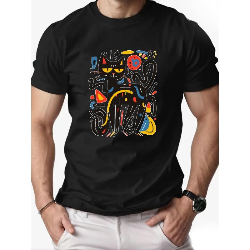 Men'S Short-Sleeve T-Shirt with a Kitten Pattern for Summer Casual Wear
