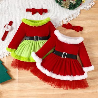 Children Christmas Costumes Dress for Baby Puffy Gauze Princess Girls Fluffy Dress for 1-5 Years Old