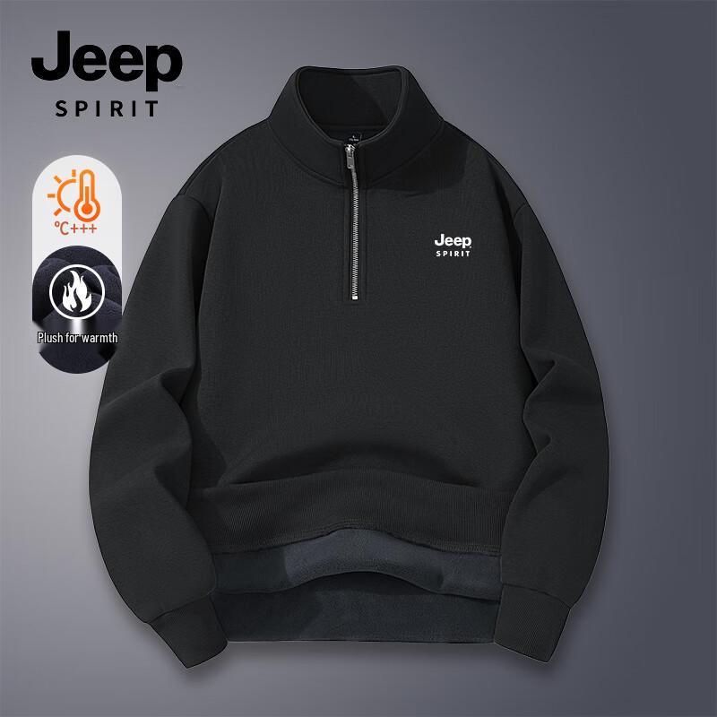 JEEP SPIRIT Men's Fleece Half-Zip Pullover Sweatshirt