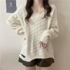 Autumn Winter V-neck Loose Casual Hole Sweater Women Solid Color Simple All-match Irregular Knitting Pullover Top