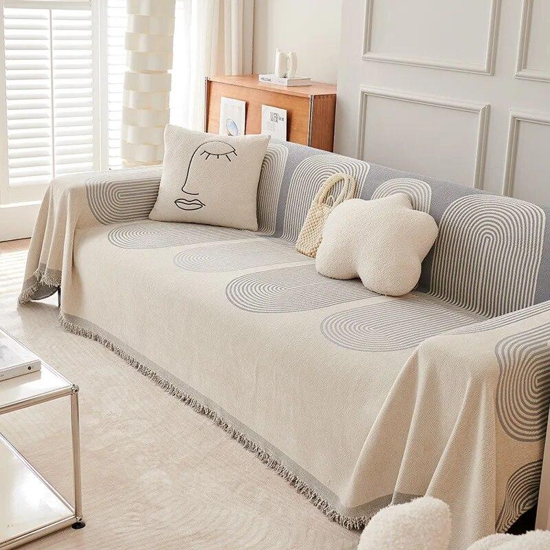 Chenille Sofa Cover Cloth Towel Throw Blankets Outdoor Camping Picnic Large Blanket Leisure Relax Beach Towel Tassels Travel Rug