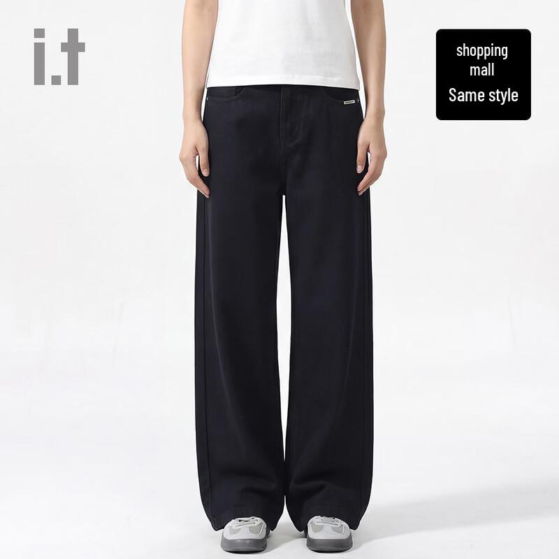 CHOCOOLATE i.t Unisex Loose Straight Wide Leg Cotton Jeans 34 чёрный