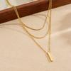 Gold Plated Triple Layered Vertical Bar Pendant Necklace