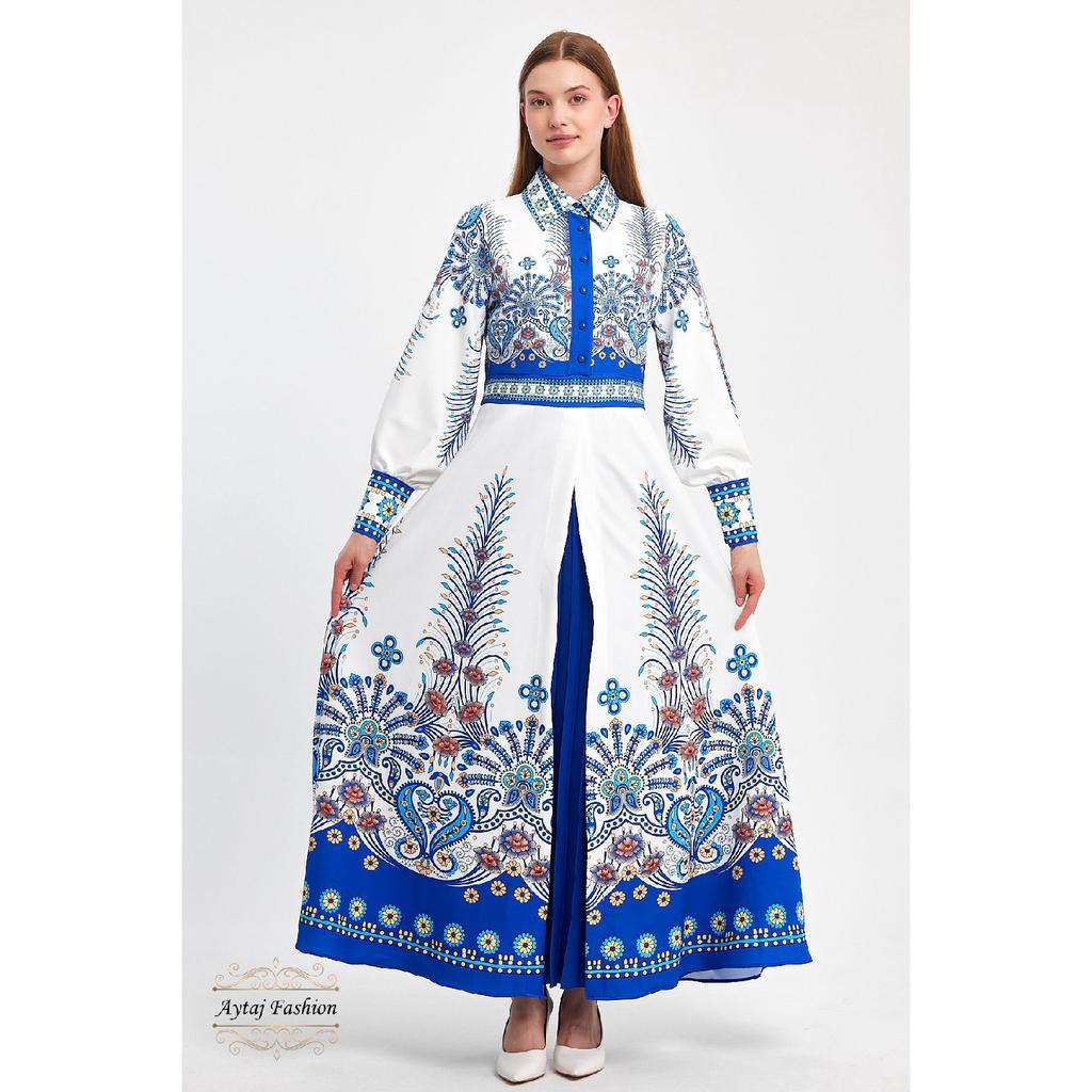 Floral Hijab Dress, Original Style, Cuffed Sleeves