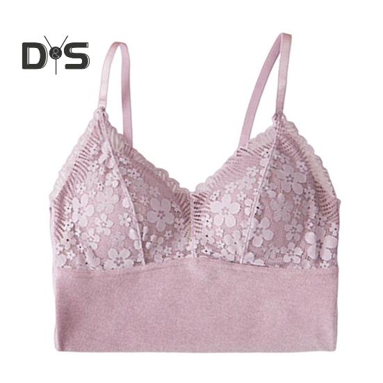 Damen Thermo-Unterhemd 2-in-1 Herbst Winter Nahtlose Spitzen-BH-Weste mit verstellbaren Trägern Maschinenwaschbare Unterhemd-Unterwäsche für den täglichen Gebrauch zu Hause