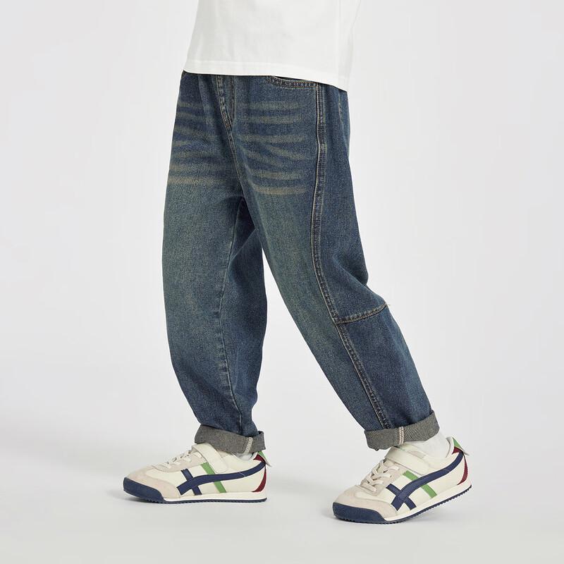 Duoduojia Boys' Washed Loose-Fit Retro Dad Jeans