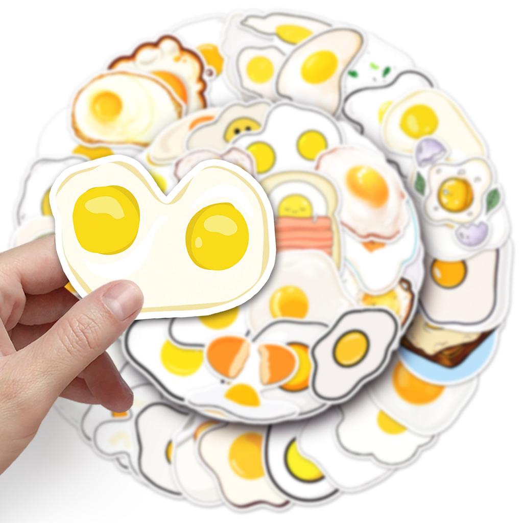 50 Eier Kritzelaufkleber Personalisierte Cartoon Niedliche Lebensmitteldekoration Handyhülle Koffer Wasserbecher Aufkleber