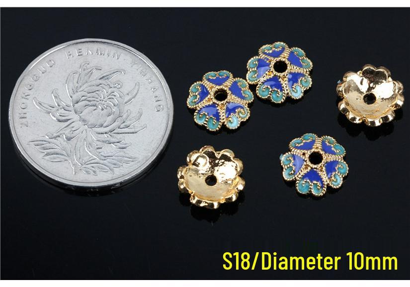 Copper Enamel Flower Beads for DIY Jewelry - 6mm