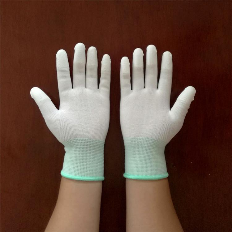 White PU Coated Finger Gloves - Anti-Static, Anti-Slip, 13-Gauge Nylon for Electronic Protection