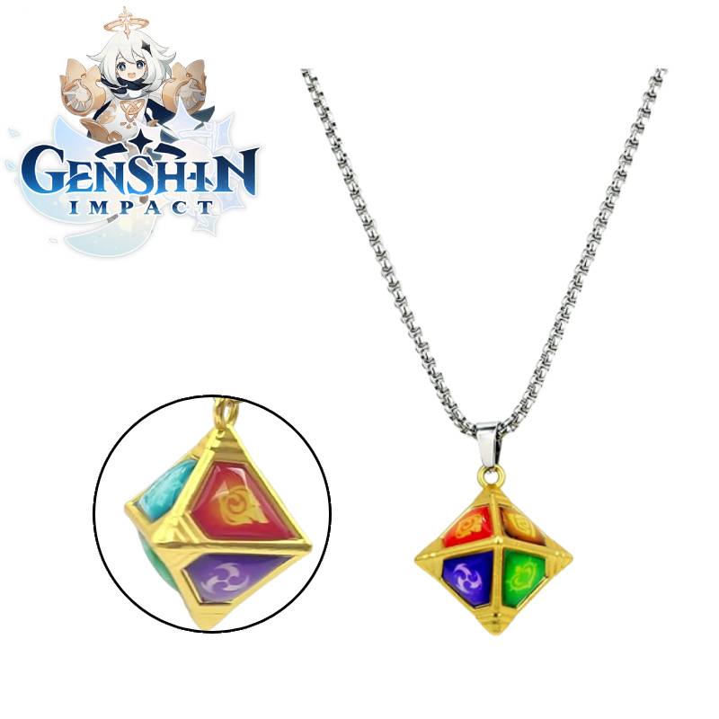 

Genshin Ромбовидный Металлический Элемент Кубик Ожерелье Подвеска Многофункциональная Детская Игрушка Necklace