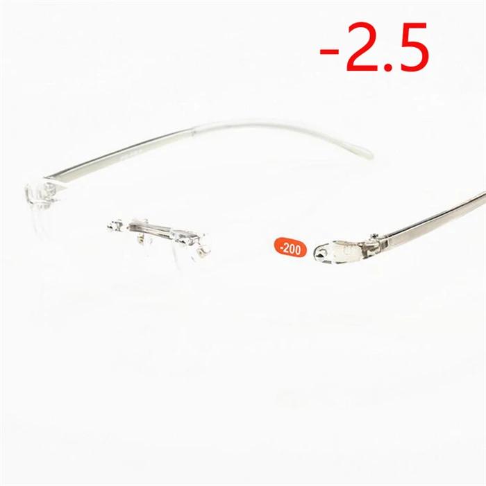 Acrylic Lens Rimless Finished Myopia Glasses Women Men  Ultra Thin Soft Frame Nearsighted Eyeglasses Unisex -1.0 To -4.0
